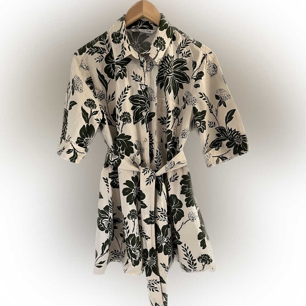 Zara floral shirt dress, tunic size large